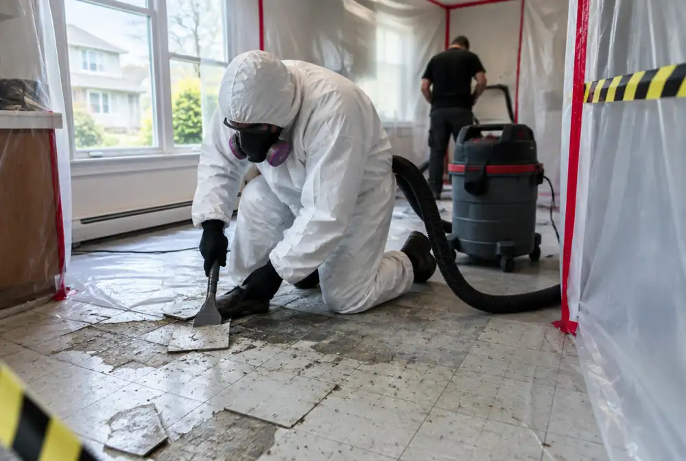 Asbestos abatement inside a containment