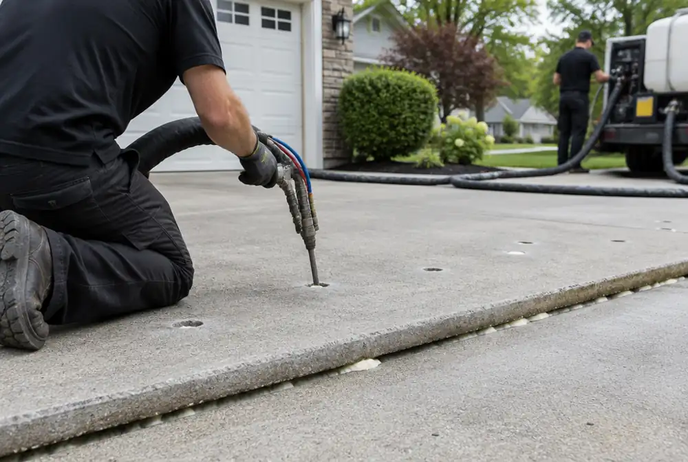 Concrete leveling with polyurethane foam
