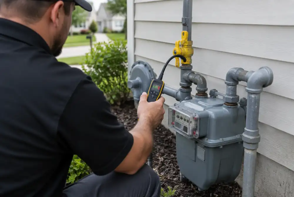 Gas leak detection at a home gas meter