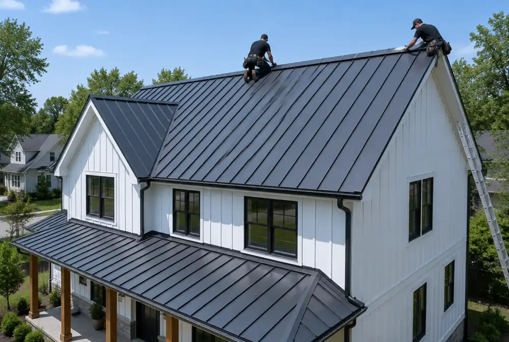 A standing-seam metal roof