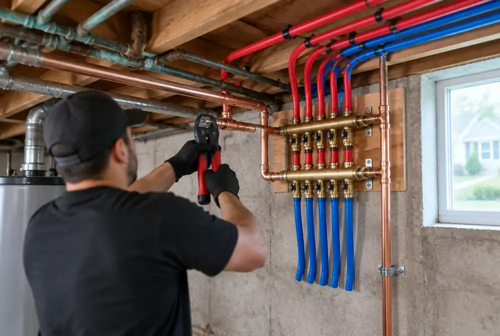 Whole-house repiping with new PEX and copper