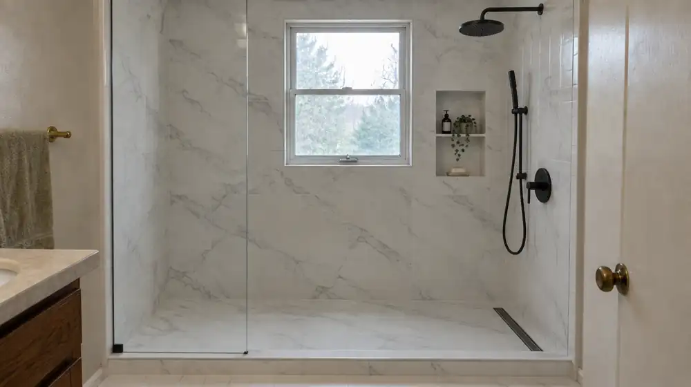 Tub-to-shower conversion — after (example)