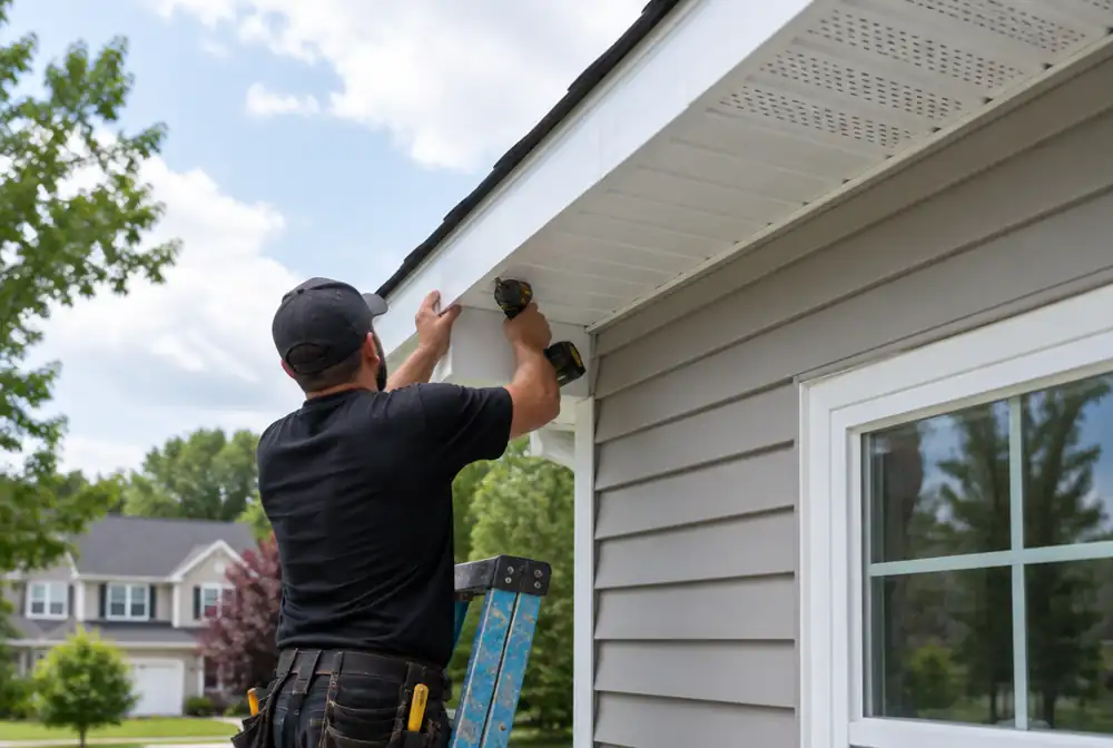 New soffit and fascia being installed