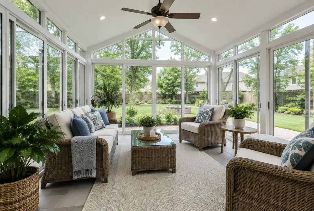 A bright four-season sunroom