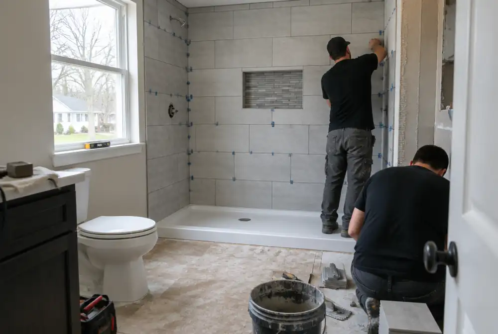 Tub-to-shower conversion — example finish